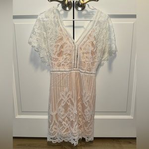 Boohoo white lace dress